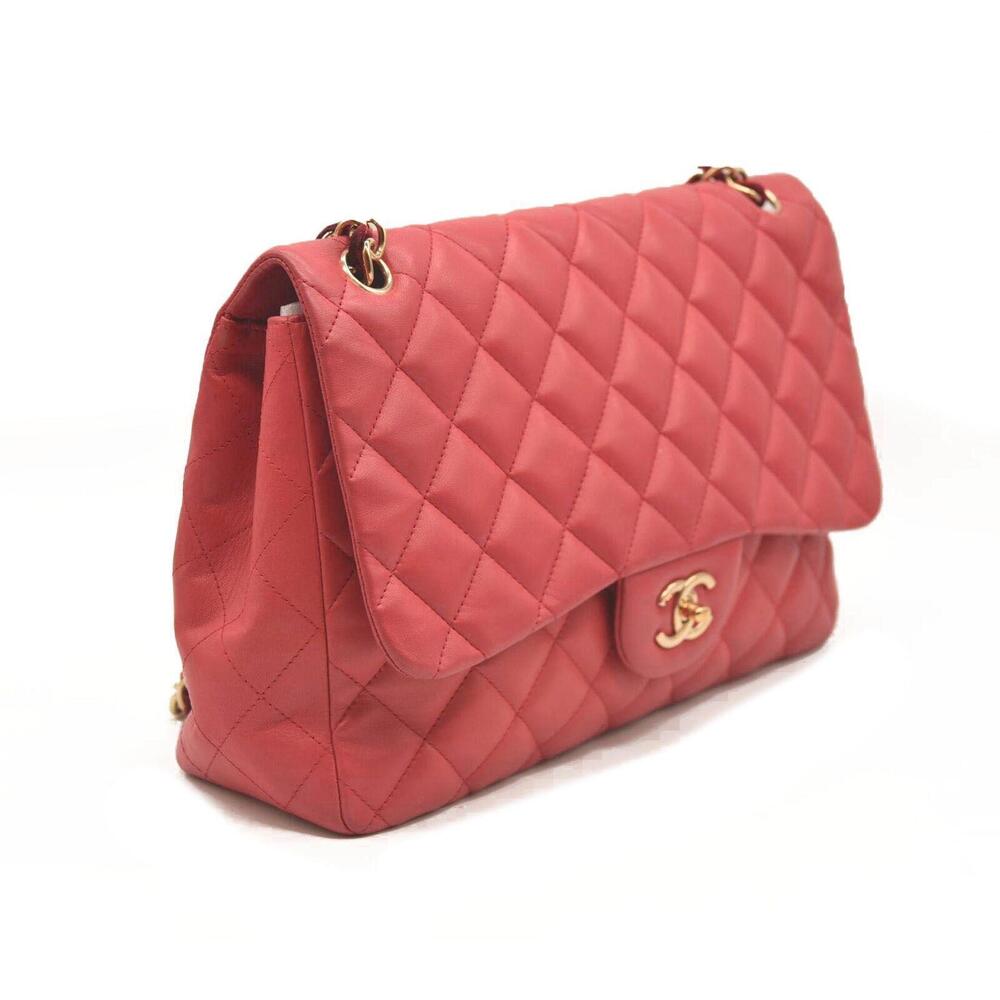 Karl Lagerfeld SIGNED CHANEL Classic Flap Jumbo Large Pink Leather Gold Hardware - Picture 3 of 15